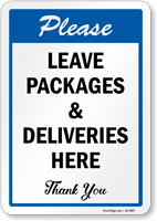 2 Paketschilder „Please Leave Packages And Deliveries Here“ – Aus Acryl, 7,6 X 22,8 Cm, Stark Haftend