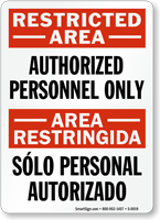Restricted Authorized Personnel Personal Autorizado Sign