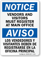 Notice Vendors Visitors Must Register Bilingual Sign
