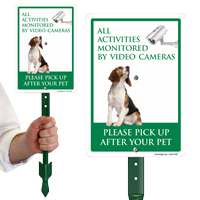 Pick Up After Your Pet Activities Monitored Dog Poop Sign