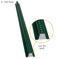 High Strength U-Channel Sign Post - 8' tall