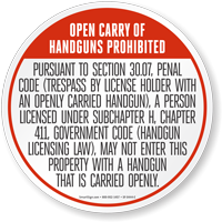 Texas 30.07 Open Carry Prohibited Floor Sign, English