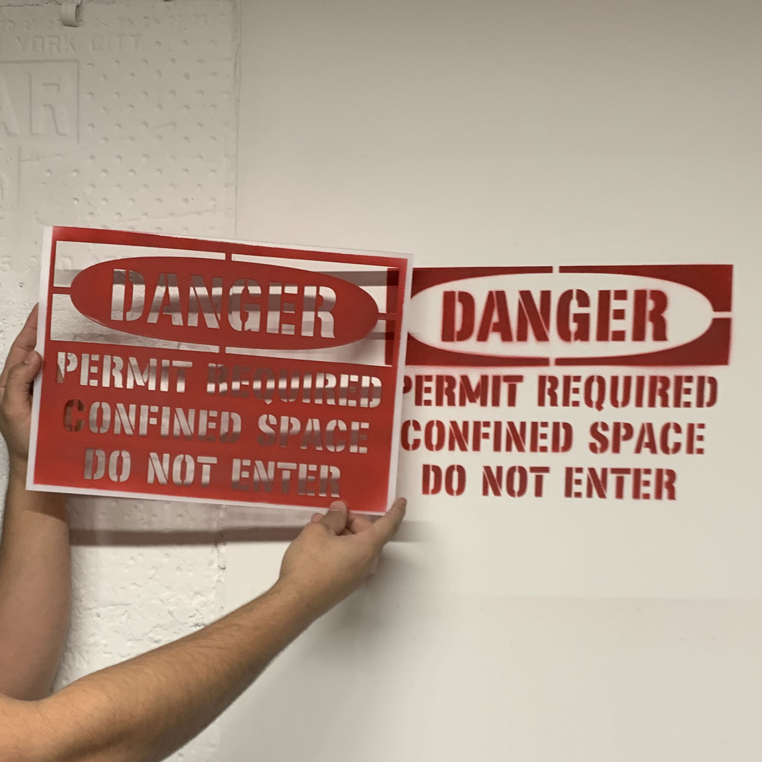 Confined space stencil